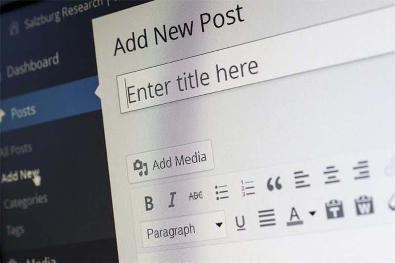Blog editor screen for adding a new post